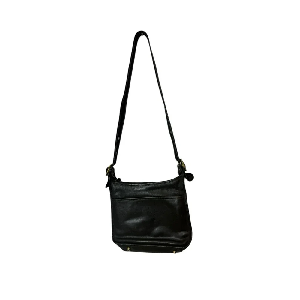 Vintage 90s Black Leather‎ & Brass COACH Janice Legacy Handbag Purse 9966